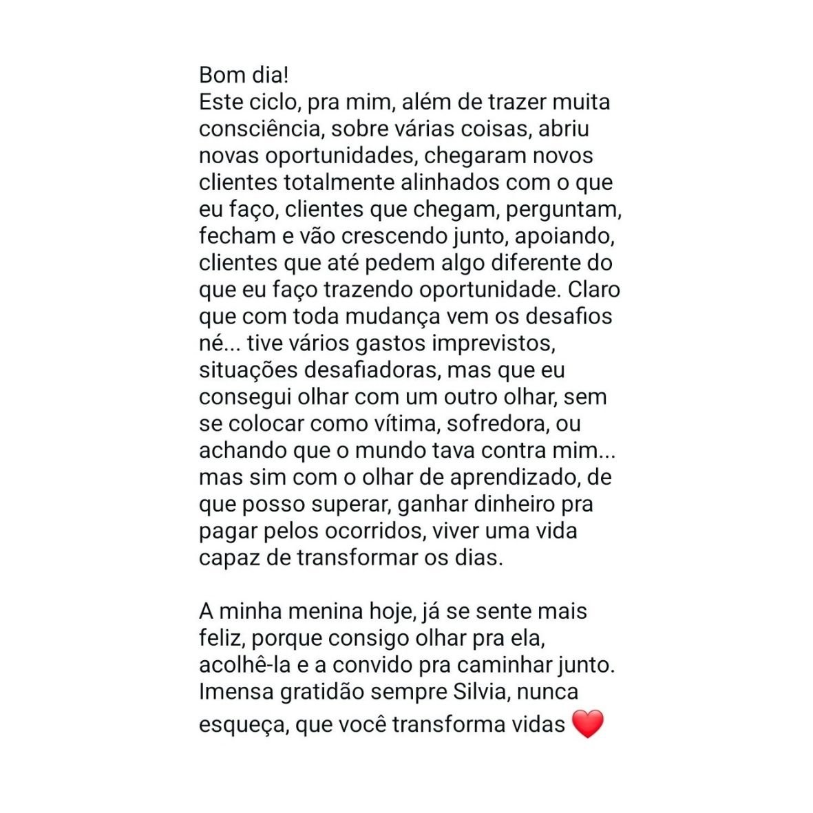 Depoimento de aluna